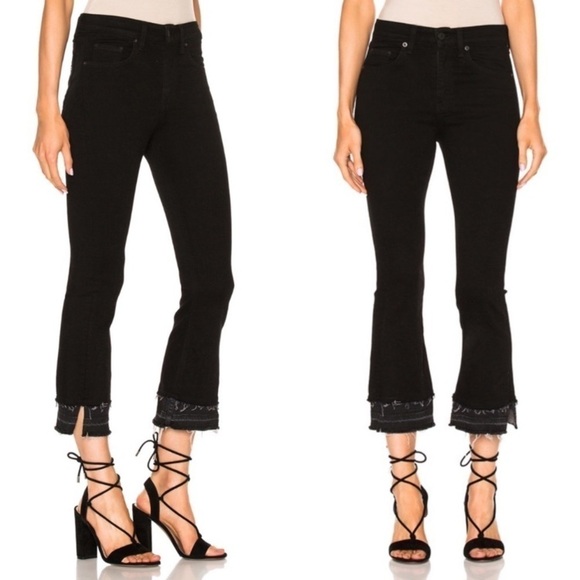 RAG And Bone 10” Crop Flare Coal Double Hem Jeans - Picture 1 of 12